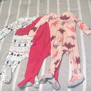 Carter's Pink Dinosaur Footed One-Piece Pajama